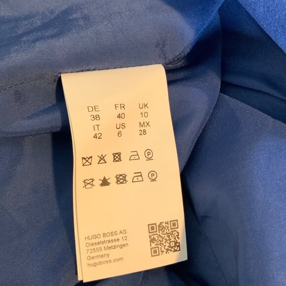 Hugo Boss Dargy Dark Blue Floral Jacquard Fit & Flare Dress, Size 6 - Picture 9 of 10